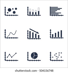 Set Of Graphs, Diagrams And Statistics Icons. Premium Quality Symbol Collection. Icons Can Be Used For Web, App And UI Design. Vector Illustration, EPS10.