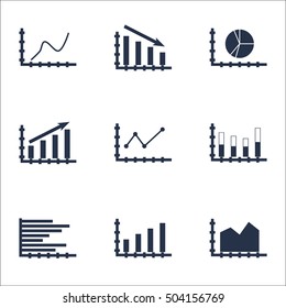 Set Of Graphs, Diagrams And Statistics Icons. Premium Quality Symbol Collection. Icons Can Be Used For Web, App And UI Design. Vector Illustration, EPS10.