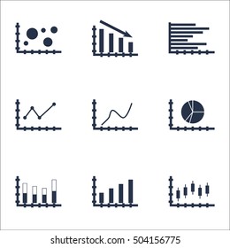 Set Of Graphs, Diagrams And Statistics Icons. Premium Quality Symbol Collection. Icons Can Be Used For Web, App And UI Design. Vector Illustration, EPS10.