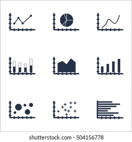 Set Of Graphs, Diagrams And Statistics Icons. Premium Quality Symbol Collection. Icons Can Be Used For Web, App And UI Design. Vector Illustration, EPS10.