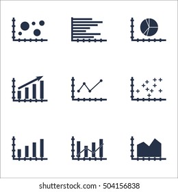 Set Of Graphs, Diagrams And Statistics Icons. Premium Quality Symbol Collection. Icons Can Be Used For Web, App And UI Design. Vector Illustration, EPS10.