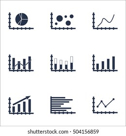 Set Of Graphs, Diagrams And Statistics Icons. Premium Quality Symbol Collection. Icons Can Be Used For Web, App And UI Design. Vector Illustration, EPS10.