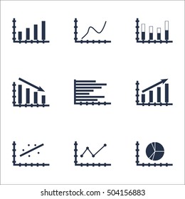Set Of Graphs, Diagrams And Statistics Icons. Premium Quality Symbol Collection. Icons Can Be Used For Web, App And UI Design. Vector Illustration, EPS10.