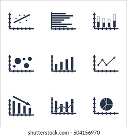Set Of Graphs, Diagrams And Statistics Icons. Premium Quality Symbol Collection. Icons Can Be Used For Web, App And UI Design. Vector Illustration, EPS10.