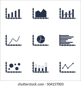 Set Of Graphs, Diagrams And Statistics Icons. Premium Quality Symbol Collection. Icons Can Be Used For Web, App And UI Design. Vector Illustration, EPS10.