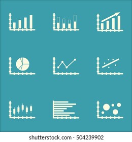 Set Of Graphs, Diagrams And Statistics Icons. Premium Quality Symbol Collection