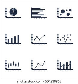 Set Of Graphs, Diagrams And Statistics Icons. Premium Quality Symbol Collection. Icons Can Be Used For Web, App And UI Design. Vector Illustration, EPS10.