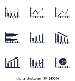 Set Of Graphs, Diagrams And Statistics Icons. Premium Quality Symbol Collection. Icons Can Be Used For Web, App And UI Design. Vector Illustration, EPS10.
