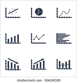 Set Of Graphs, Diagrams And Statistics Icons. Premium Quality Symbol Collection. Icons Can Be Used For Web, App And UI Design. Vector Illustration, EPS10.