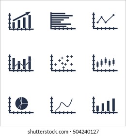 Set Of Graphs, Diagrams And Statistics Icons. Premium Quality Symbol Collection. Icons Can Be Used For Web, App And UI Design. Vector Illustration, EPS10.