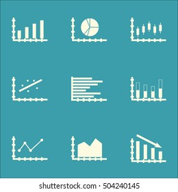 Set Of Graphs, Diagrams And Statistics Icons. Premium Quality Symbol Collection