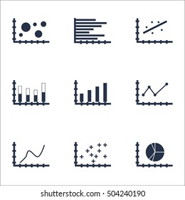 Set Of Graphs, Diagrams And Statistics Icons. Premium Quality Symbol Collection. Icons Can Be Used For Web, App And UI Design. Vector Illustration, EPS10.