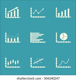 Set Of Graphs, Diagrams And Statistics Icons. Premium Quality Symbol Collection