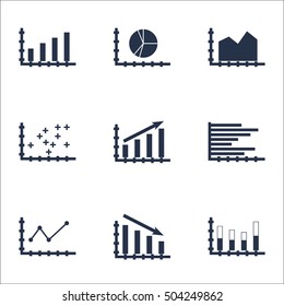 Set Of Graphs, Diagrams And Statistics Icons. Premium Quality Symbol Collection. Icons Can Be Used For Web, App And UI Design. Vector Illustration, EPS10.