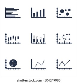 Set Of Graphs, Diagrams And Statistics Icons. Premium Quality Symbol Collection. Icons Can Be Used For Web, App And UI Design. Vector Illustration, EPS10.