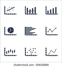 Set Of Graphs, Diagrams And Statistics Icons. Premium Quality Symbol Collection. Icons Can Be Used For Web, App And UI Design. Vector Illustration, EPS10.