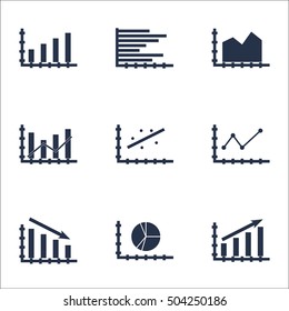 Set Of Graphs, Diagrams And Statistics Icons. Premium Quality Symbol Collection. Icons Can Be Used For Web, App And UI Design. Vector Illustration, EPS10.