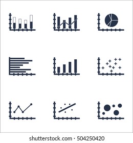 Set Of Graphs, Diagrams And Statistics Icons. Premium Quality Symbol Collection. Icons Can Be Used For Web, App And UI Design. Vector Illustration, EPS10.