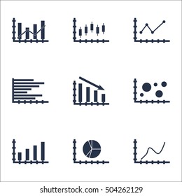 Set Of Graphs, Diagrams And Statistics Icons. Premium Quality Symbol Collection. Icons Can Be Used For Web, App And UI Design. Vector Illustration, EPS10.