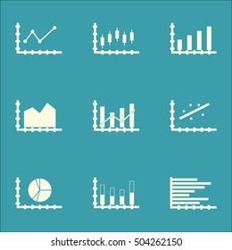 Set Of Graphs, Diagrams And Statistics Icons. Premium Quality Symbol Collection. Icons Can Be Used For Web, App And UI Design. Vector Illustration, EPS10.