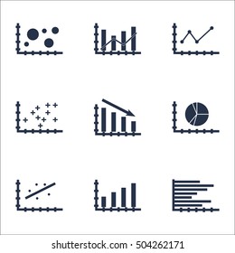 Set Of Graphs, Diagrams And Statistics Icons. Premium Quality Symbol Collection. Icons Can Be Used For Web, App And UI Design. Vector Illustration, EPS10.