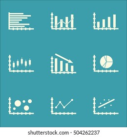 Set Of Graphs, Diagrams And Statistics Icons. Premium Quality Symbol Collection