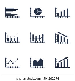 Set Of Graphs, Diagrams And Statistics Icons. Premium Quality Symbol Collection. Icons Can Be Used For Web, App And UI Design. Vector Illustration, EPS10.