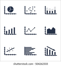 Set Of Graphs, Diagrams And Statistics Icons. Premium Quality Symbol Collection. Icons Can Be Used For Web, App And UI Design. Vector Illustration, EPS10.