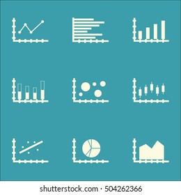 Set Of Graphs, Diagrams And Statistics Icons. Premium Quality Symbol Collection