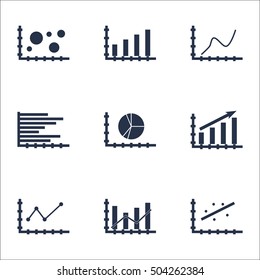 Set Of Graphs, Diagrams And Statistics Icons. Premium Quality Symbol Collection. Icons Can Be Used For Web, App And UI Design. Vector Illustration, EPS10.