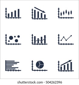 Set Of Graphs, Diagrams And Statistics Icons. Premium Quality Symbol Collection