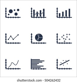 Set Of Graphs, Diagrams And Statistics Icons. Premium Quality Symbol Collection. Icons Can Be Used For Web, App And UI Design. Vector Illustration, EPS10.