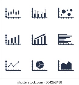 Set Of Graphs, Diagrams And Statistics Icons. Premium Quality Symbol Collection. Icons Can Be Used For Web, App And UI Design. Vector Illustration, EPS10.