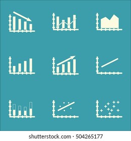 Set Of Graphs, Diagrams And Statistics Icons. Premium Quality Symbol Collection. Icons Can Be Used For Web, App And UI Design. Vector Illustration, EPS10.