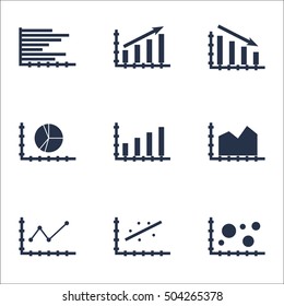 Set Of Graphs, Diagrams And Statistics Icons. Premium Quality Symbol Collection. Icons Can Be Used For Web, App And UI Design. Vector Illustration, EPS10.