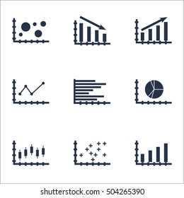 Set Of Graphs, Diagrams And Statistics Icons. Premium Quality Symbol Collection. Icons Can Be Used For Web, App And UI Design. Vector Illustration, EPS10.