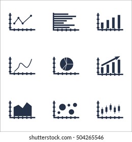 Set Of Graphs, Diagrams And Statistics Icons. Premium Quality Symbol Collection. Icons Can Be Used For Web, App And UI Design. Vector Illustration, EPS10.