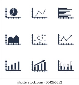 Set Of Graphs, Diagrams And Statistics Icons. Premium Quality Symbol Collection. Icons Can Be Used For Web, App And UI Design. Vector Illustration, EPS10.
