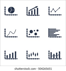 Set Of Graphs, Diagrams And Statistics Icons. Premium Quality Symbol Collection. Icons Can Be Used For Web, App And UI Design. Vector Illustration, EPS10.