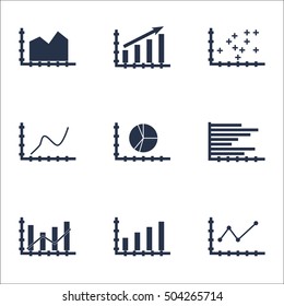 Set Of Graphs, Diagrams And Statistics Icons. Premium Quality Symbol Collection. Icons Can Be Used For Web, App And UI Design. Vector Illustration, EPS10.