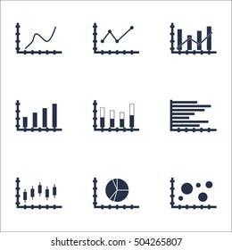 Set Of Graphs, Diagrams And Statistics Icons. Premium Quality Symbol Collection. Icons Can Be Used For Web, App And UI Design. Vector Illustration, EPS10.