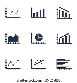 Set Of Graphs, Diagrams And Statistics Icons. Premium Quality Symbol Collection. Icons Can Be Used For Web, App And UI Design. Vector Illustration, EPS10.