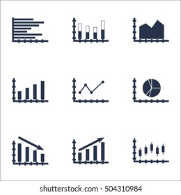Set Of Graphs, Diagrams And Statistics Icons. Premium Quality Symbol Collection. Icons Can Be Used For Web, App And UI Design. Vector Illustration, EPS10.