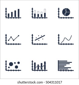 Set Of Graphs, Diagrams And Statistics Icons. Premium Quality Symbol Collection. Icons Can Be Used For Web, App And UI Design. Vector Illustration, EPS10.