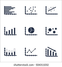 Set Of Graphs, Diagrams And Statistics Icons. Premium Quality Symbol Collection. Icons Can Be Used For Web, App And UI Design. Vector Illustration, EPS10.