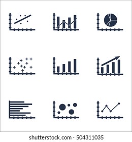 Set Of Graphs, Diagrams And Statistics Icons. Premium Quality Symbol Collection. Icons Can Be Used For Web, App And UI Design. Vector Illustration, EPS10.
