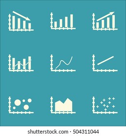 Set Of Graphs, Diagrams And Statistics Icons. Premium Quality Symbol Collection. Icons Can Be Used For Web, App And UI Design. Vector Illustration, EPS10.