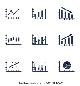 Set Of Graphs, Diagrams And Statistics Icons. Premium Quality Symbol Collection. Icons Can Be Used For Web, App And UI Design. Vector Illustration, EPS10.