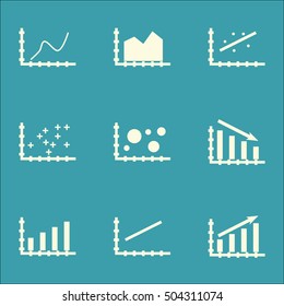 Set Of Graphs, Diagrams And Statistics Icons. Premium Quality Symbol Collection. Icons Can Be Used For Web, App And UI Design. Vector Illustration, EPS10.