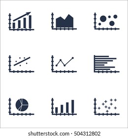 Set Of Graphs, Diagrams And Statistics Icons. Premium Quality Symbol Collection. Icons Can Be Used For Web, App And UI Design. Vector Illustration, EPS10.